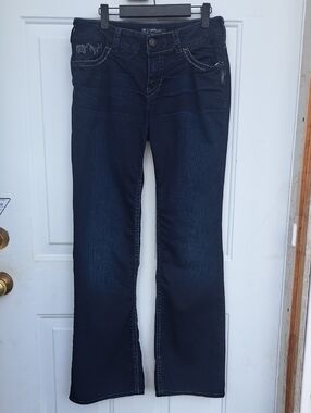 Silver Jeans Dark Blue Boot Cut with Embroidery